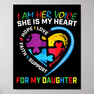 I Am Her Voice Daughter Autism Awareness Mom Dad P Poster