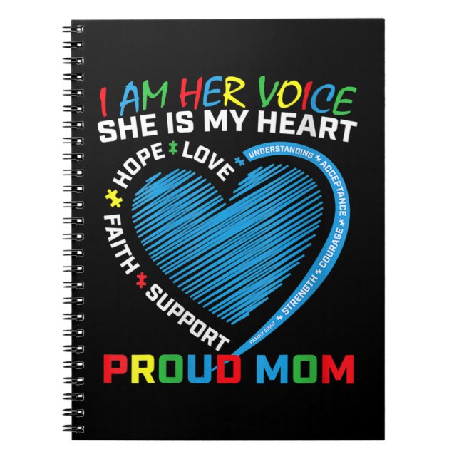 I am her voice she is my heart Autism awareness cl Notebook (Front)