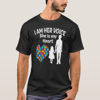 I Am Her Voice She Is My Heart Autism Awareness D T-Shirt