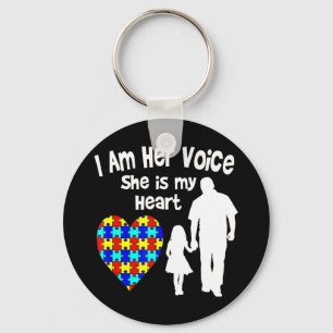 I Am Her Voice She is My Heart Tshirt Autism Aware Keychain