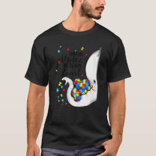 I Am His Voice Autism Awareness Puzzle Elephant Au T-Shirt