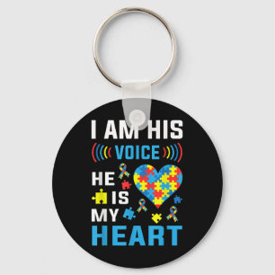 I Am His Voice He Is My Heart Autism Awareness _1 Keychain