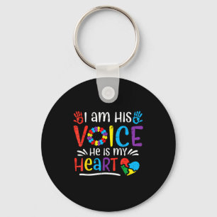 I Am His Voice He Is My Heart Autism Awareness Asd Keychain