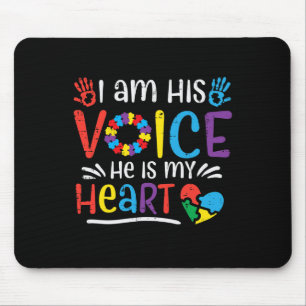I Am His Voice He Is My Heart Autism Awareness Asd Mouse Pad