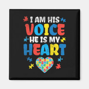 I Am His Voice He Is My Heart Autism Awareness ASL Magnet
