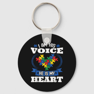 I Am His Voice He Is My Heart Autism Awareness Keychain