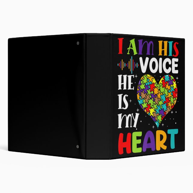 I Am His Voice He Is My Heart Autism Awareness Mom Binder (Background)