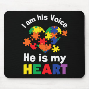 I Am His Voice He Is My Heart Autism Awareness Mom Mouse Pad