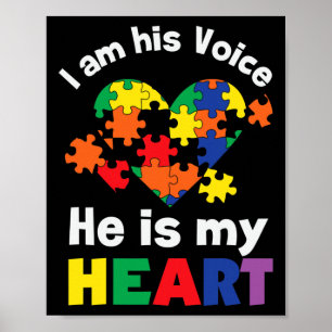 I Am His Voice He Is My Heart Autism Awareness Mom Poster