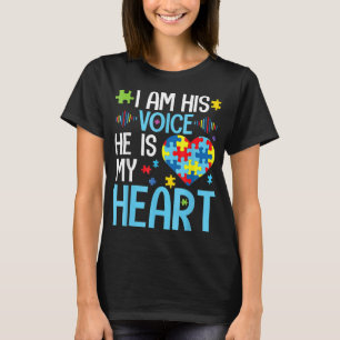 I Am His Voice He Is My Heart , Autism Awareness P T-Shirt