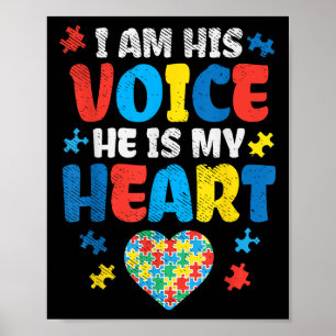 I Am His Voice He Is My Heart Autism Awareness Poster