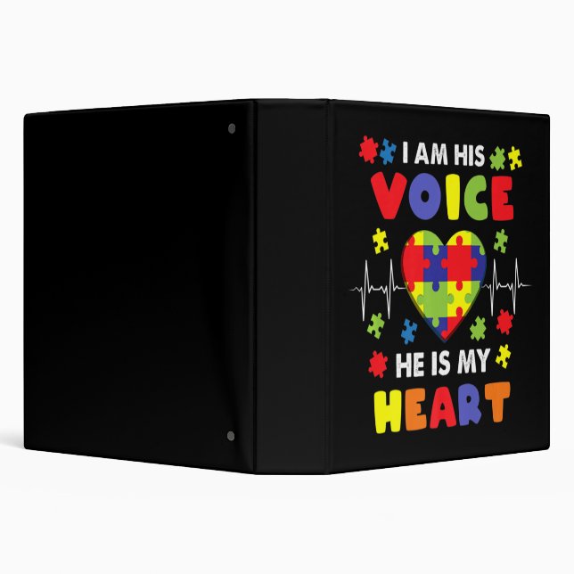 I Am His Voice He Is My Heart Autism Awareness Pre Binder (Background)
