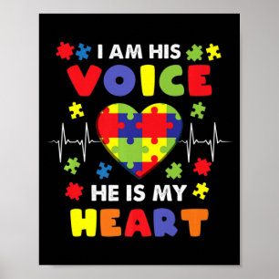 I Am His Voice He Is My Heart Autism Awareness Pre Poster