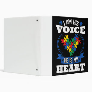 I Am His Voice He Is My Heart Autism Awareness Son Binder