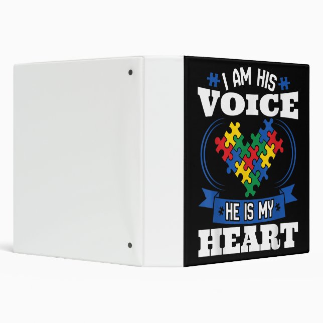 I Am His Voice He Is My Heart Autism Awareness Son Binder (Background)