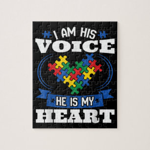 I Am His Voice He Is My Heart Autism Awareness Son Jigsaw Puzzle
