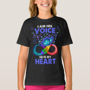 I Am His Voice He Is My Heart Autism Awareness Son T-Shirt