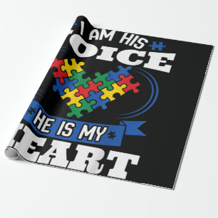 I Am His Voice He Is My Heart Autism Awareness Son Wrapping Paper