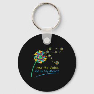 I Am His Voice He Is My Heart Autism Awareness T Keychain