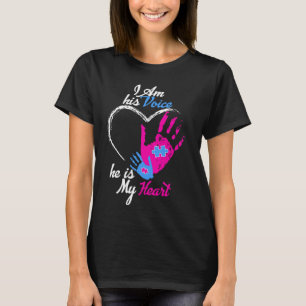 I Am His Voice He Is My Heart Autism Heart Mom Son T-Shirt