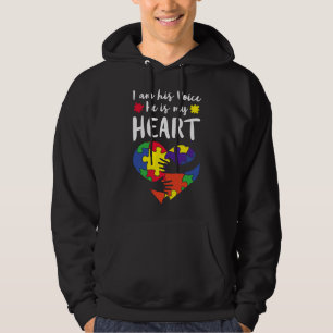 I Am His Voice He Is My Heart Autism Hug Hoodie