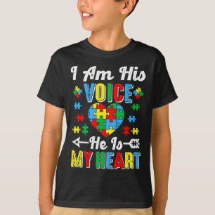 I Am His Voice He Is My Heart Autism Mom Autism Aw T-Shirt
