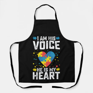 I Am His Voice He Is My Heart Autism Mom Dad Apron