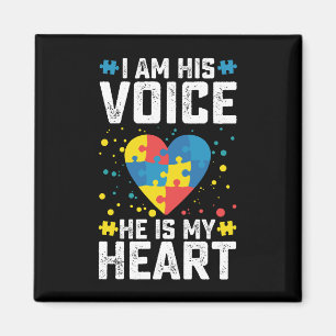 I Am His Voice He Is My Heart Autism Mom Dad Magnet