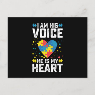 I Am His Voice He Is My Heart Autism Mom Dad Postcard