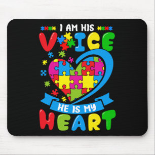 I Am His Voice He Is My Heart Love Autism Awarenes Mouse Pad