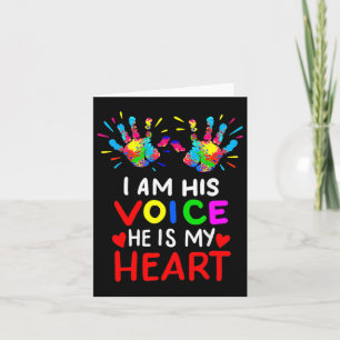 I Am His Voice He Is My Heart Mom Autistic Autism Card