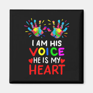 I Am His Voice He Is My Heart Mom Autistic Autism Magnet