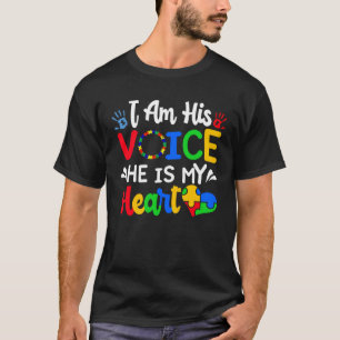 I Am His Voice He Is My Heart Mom Mama Women Wife T-Shirt