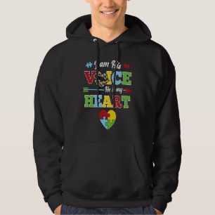 I Am His Voice He Is My Heart Puzzle Autism Aware Hoodie