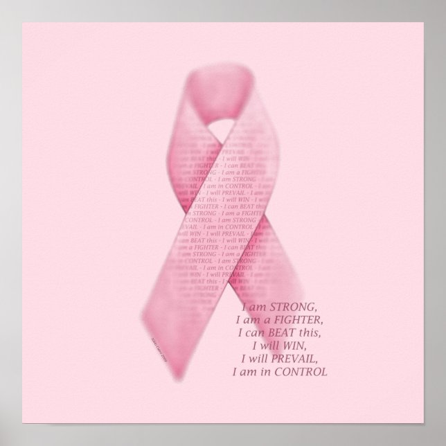 I AM, I CAN, I WILL, Cancer Pink Ribbon Print (Front)