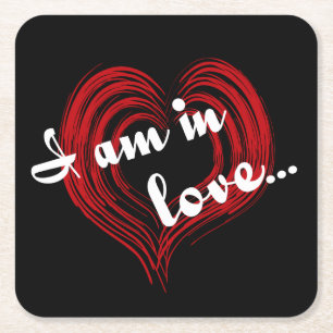 I am in love... square paper coaster