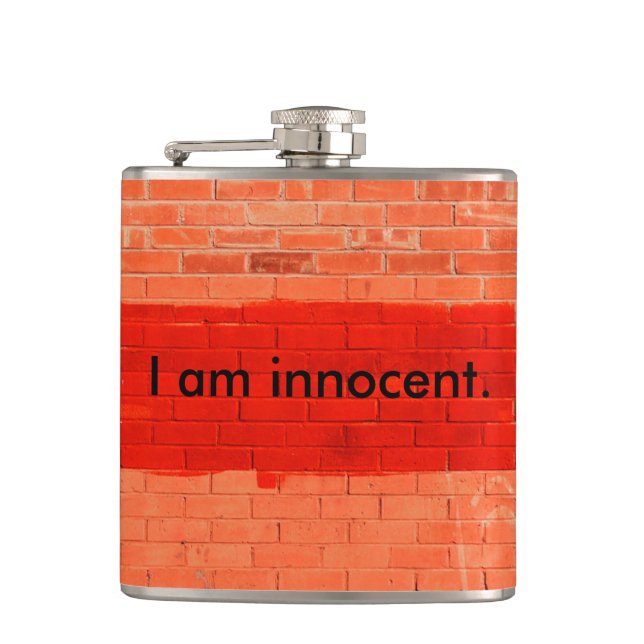 "I Am Innocent" Customizable Funny Hip Flask (Front)
