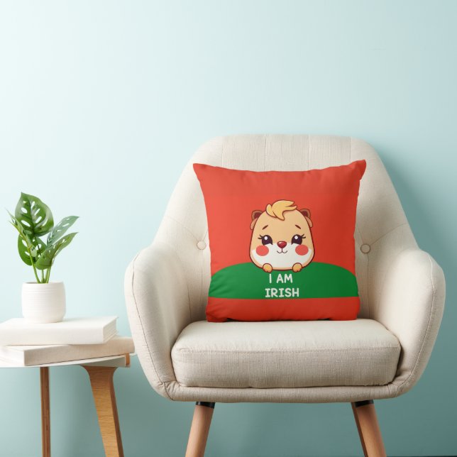 I am Irish cute animal Throw Pillow (Chair)