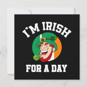 I am Irish for a day Saint Patricks day shamrock Invitation