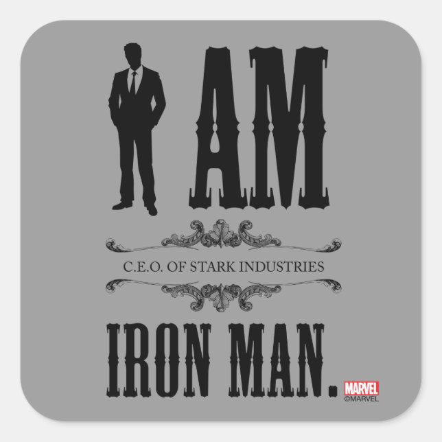 I Am Iron Man Square Sticker (Front)