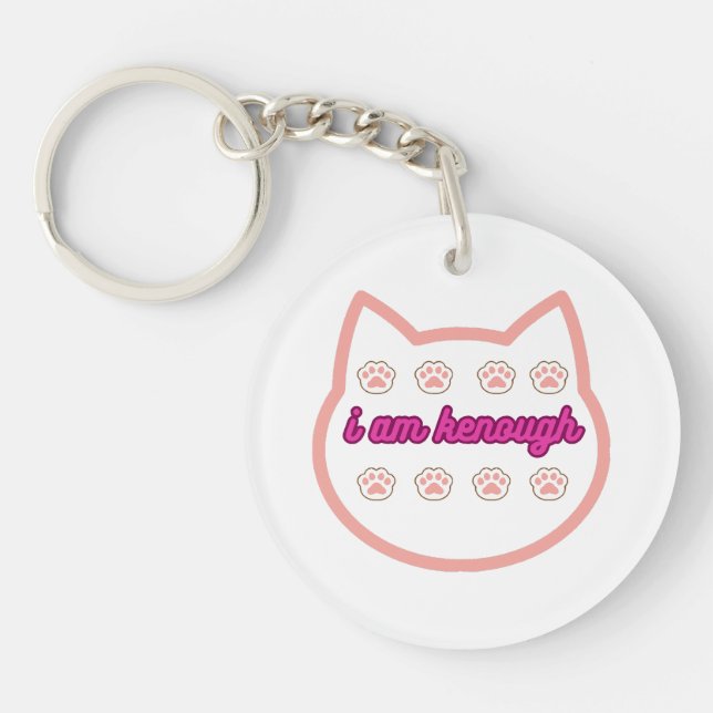 I am kenough t-shert cat  keychain (Front)
