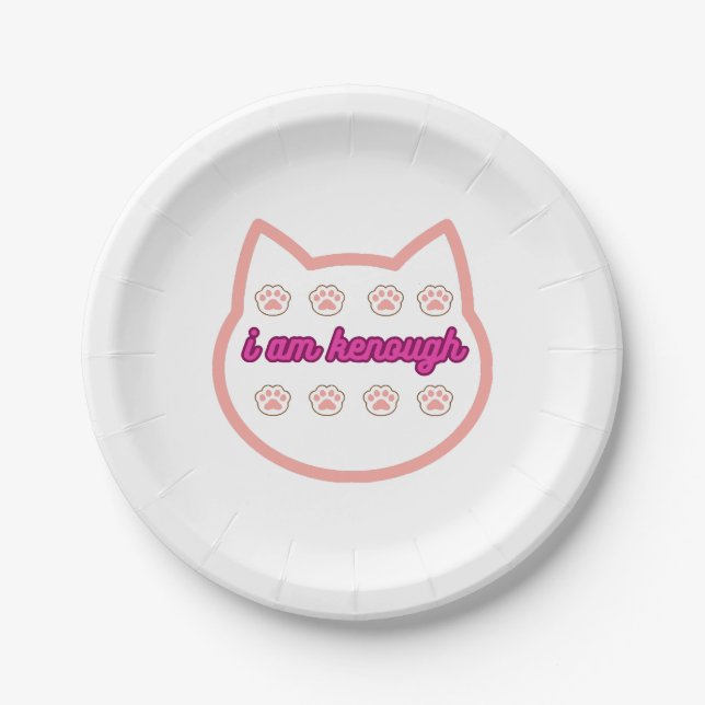 I am kenough t-shert cat  paper plate (Front)