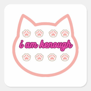 I am kenough t-shert cat square sticker