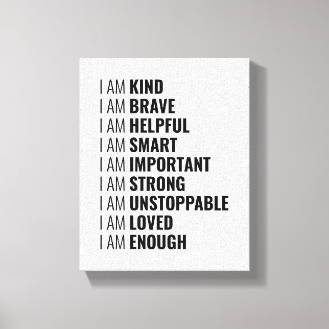 I am kind and brave | Positive Quote Canvas Print (Front)