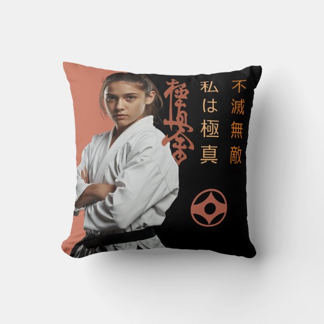 I am Kyokushin - Unbreakable, Unstoppable, Karate Throw Pillow (Front)