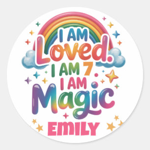 I Am Loved I Am Magic Birthday Girl Affirmation Classic Round Sticker