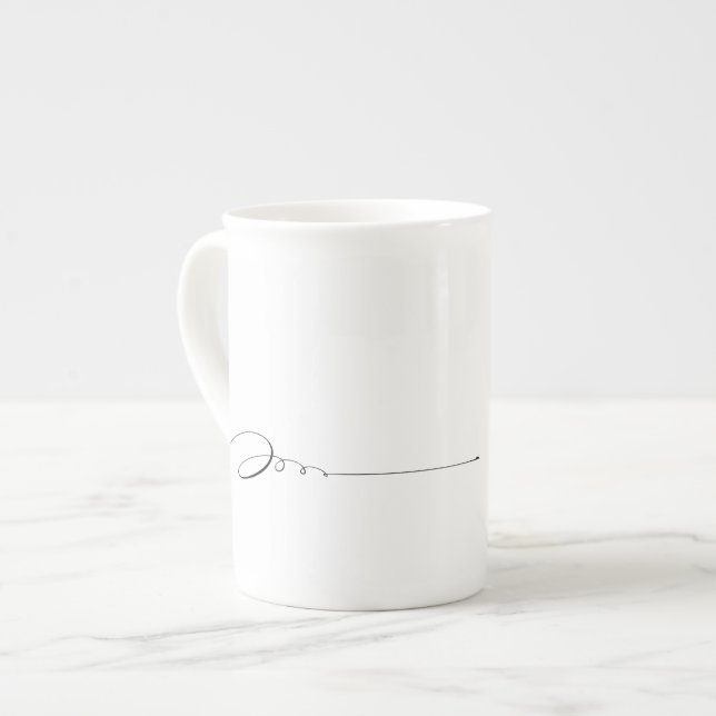 I Am Made to Flourish, Black and White Script Bone China Mug (Front Left)