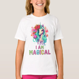 I Am Magical Floral Unicorn T-Shirt