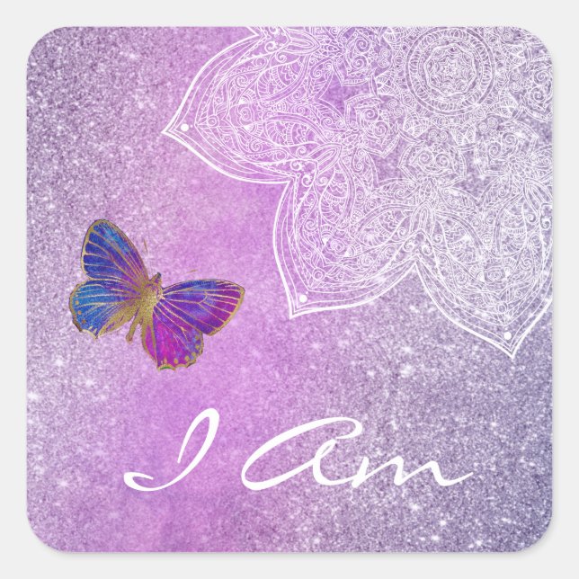 *I AM Meditation Mandala Butterfly Sticker (Front)