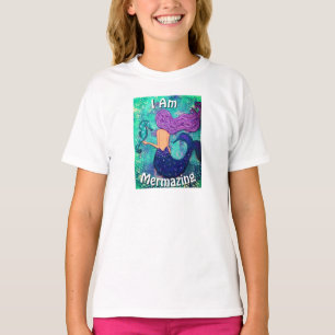 I Am Mermazing Youth Shirt Mermaid & Seahorse